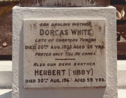 Dorcas White tombstone Toowong cemetery 1981
