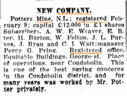 Notice of new company in The Leader 15 Feb 1915