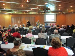 Author presenting her military talk, photo Max Spencer