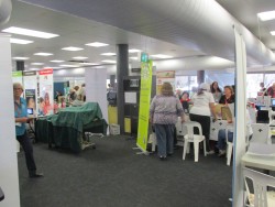 More exhibitors in the library stacks